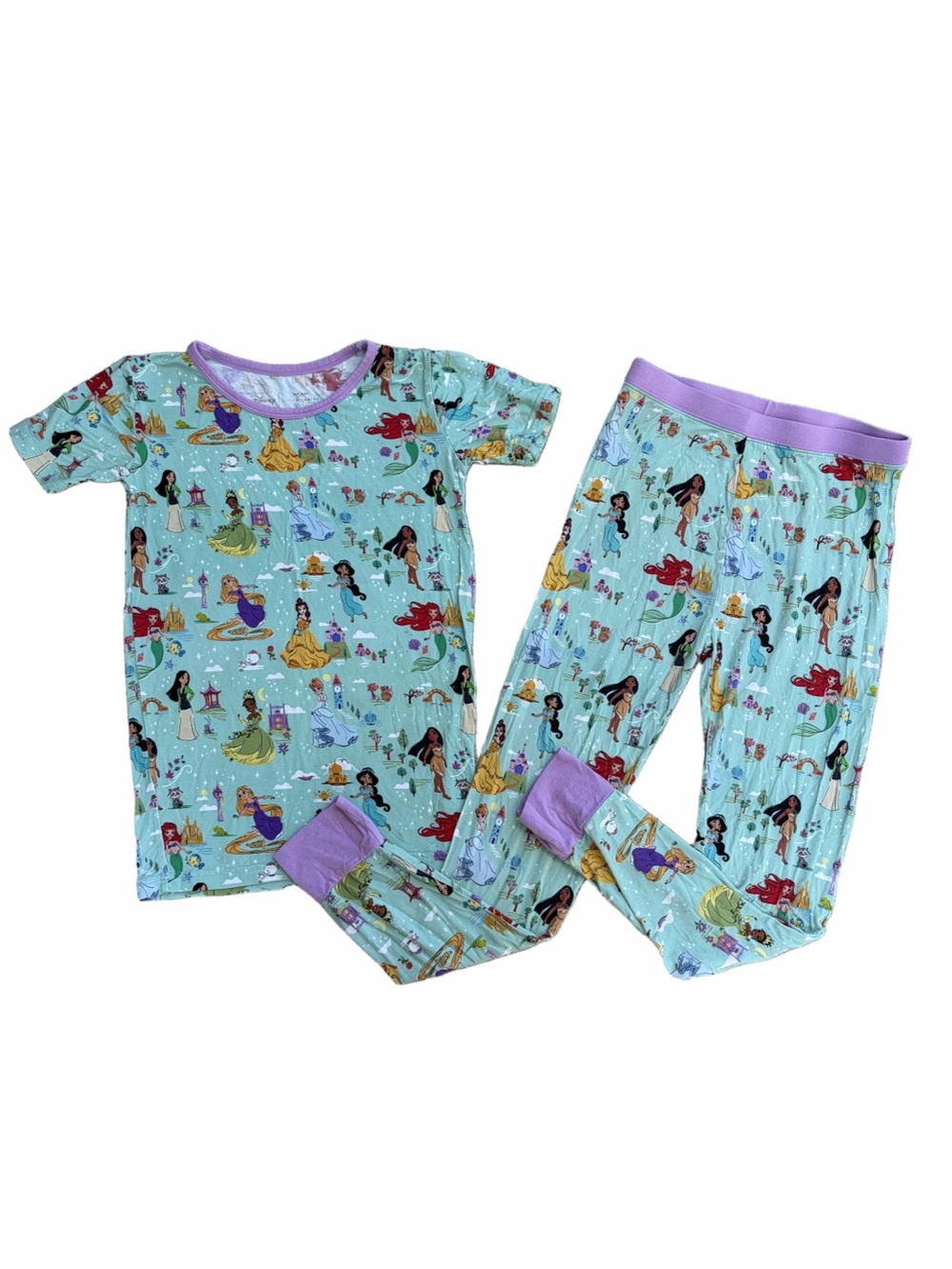 Little Sleepies Size 9/10 Disney Princess Dreams Bamboo Short Sleeve Pajamas